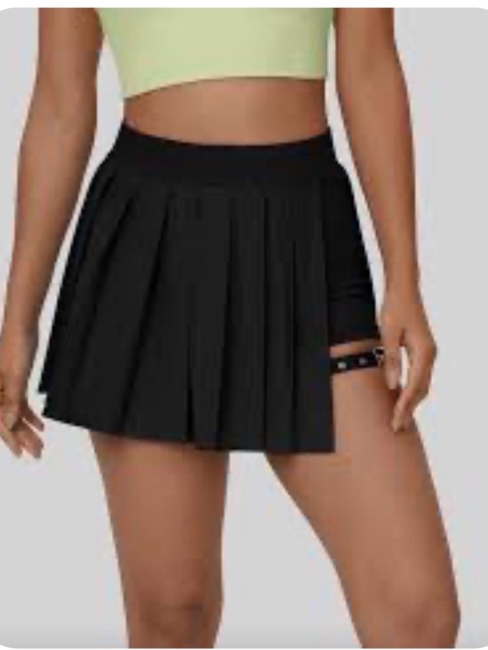Halara Pleated Pull On Tennis Skirt Skort Shorts 1X Pockets Black